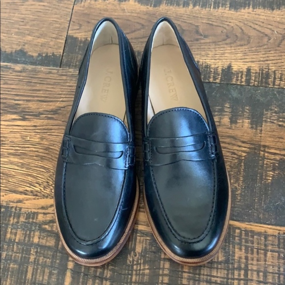 J Crew Ryan penny loafers in leather | BLACK